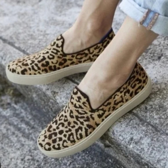 Rothy's Camo Cheetah Cat Pattern The Original Slip On Sneaker Shoes US 8.5 - Picture 2 of 12